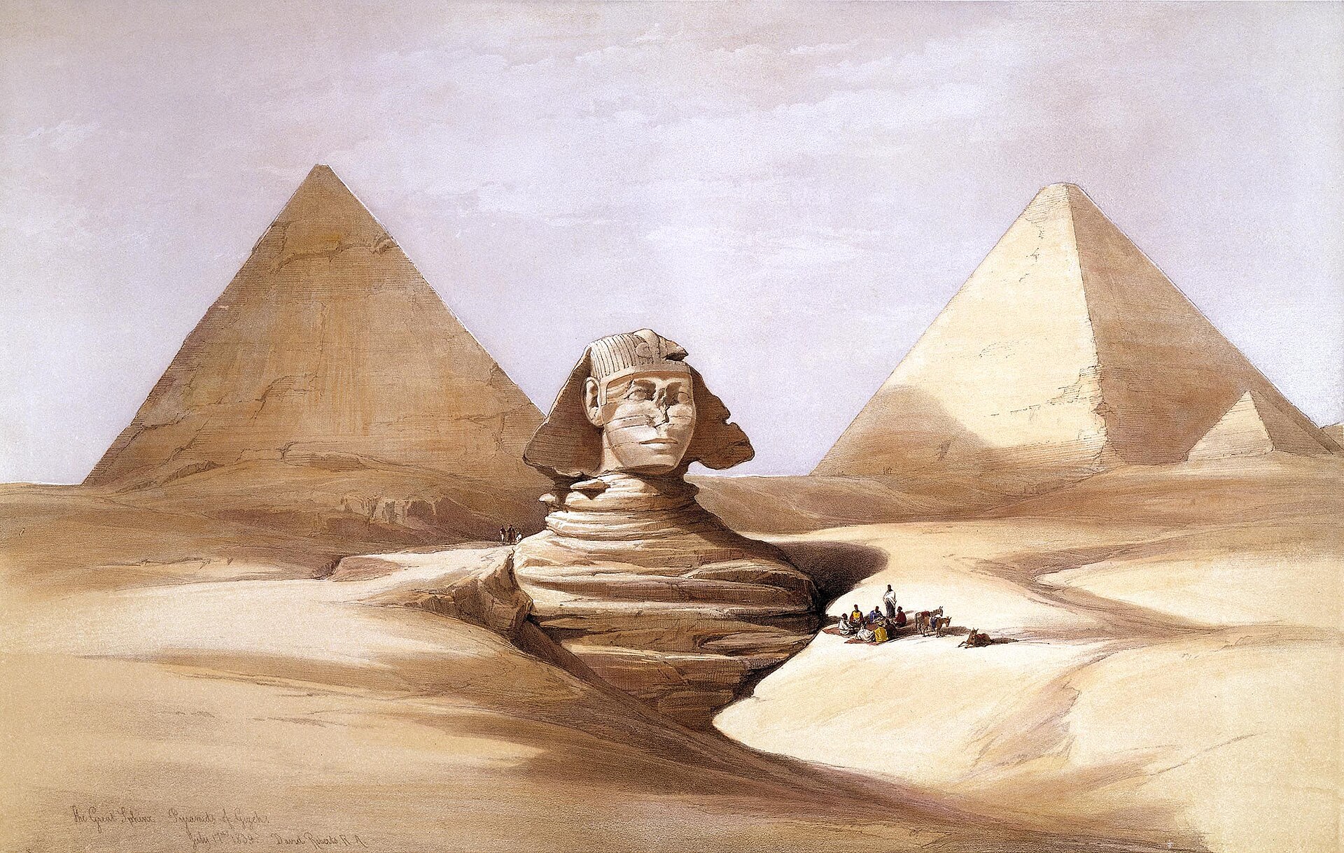 Litografía de David Roberts de 1839 con la Esfinge y las pirámides