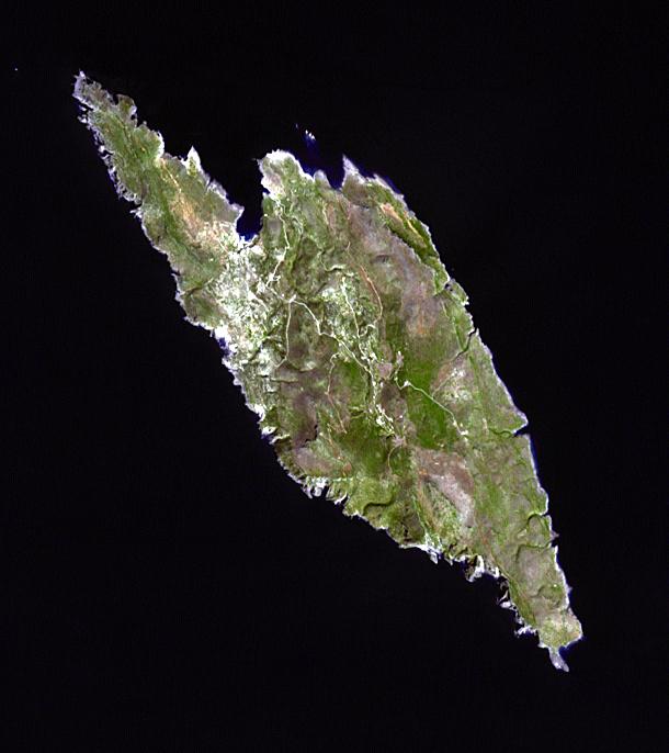 Imagen satelital de la isla de Anticitera