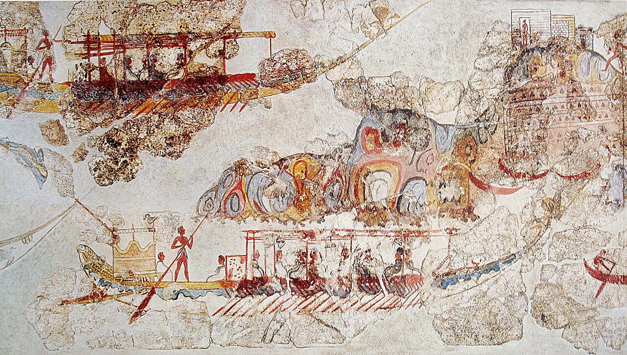 Fresco de la procesión de barcos de Akrotiri, Santorini